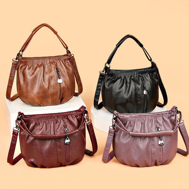 Retro Pleated Design Bucket Bag Fashion All-match Shoulder Messenger Bags For Women Handbag Retro Pleated Design Bucket Bag Fashion All-match Shoulder Messenger Bags For Women Handbag